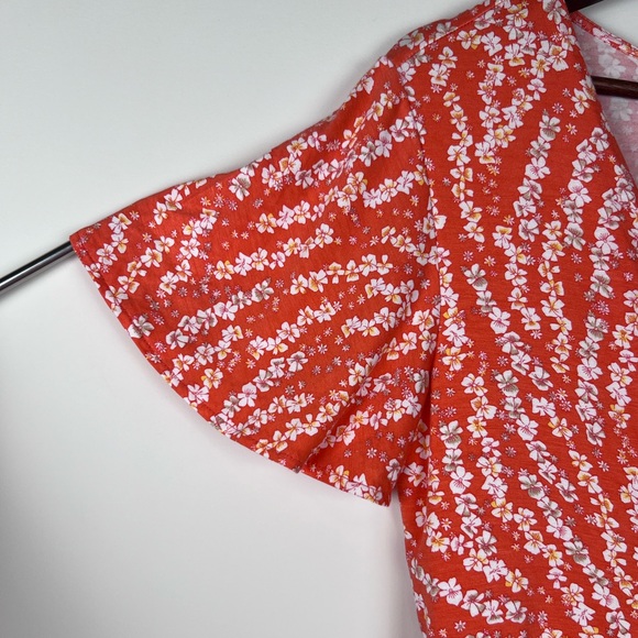 NWT Skye’s The Limit Women’s Size M Jumpsuit Orange White Floral Flutter 0098 - Picture 7 of 7